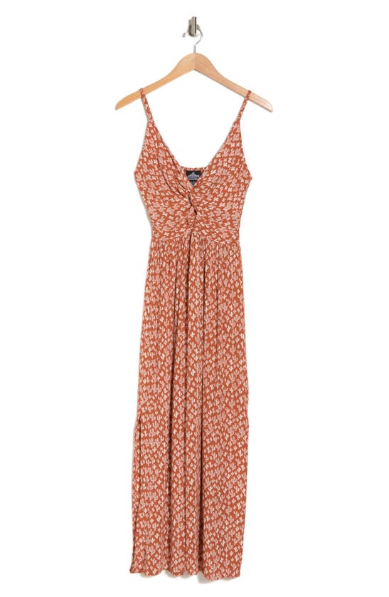 Angie Front Twist Maxi Dress In Brown