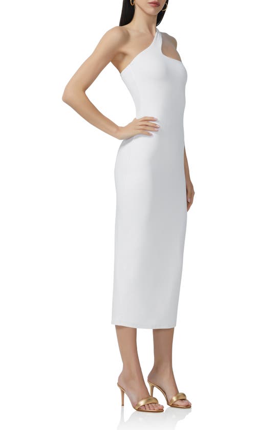 Shop Afrm Sloane Asymmetric Neck Midi Dress In Bright White