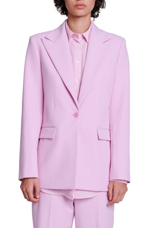 Light Pink Womens Suit 3 pc Pastel Pink Satin Pant Suit, High Waist  Pants,Blazer and Corset Crop Top