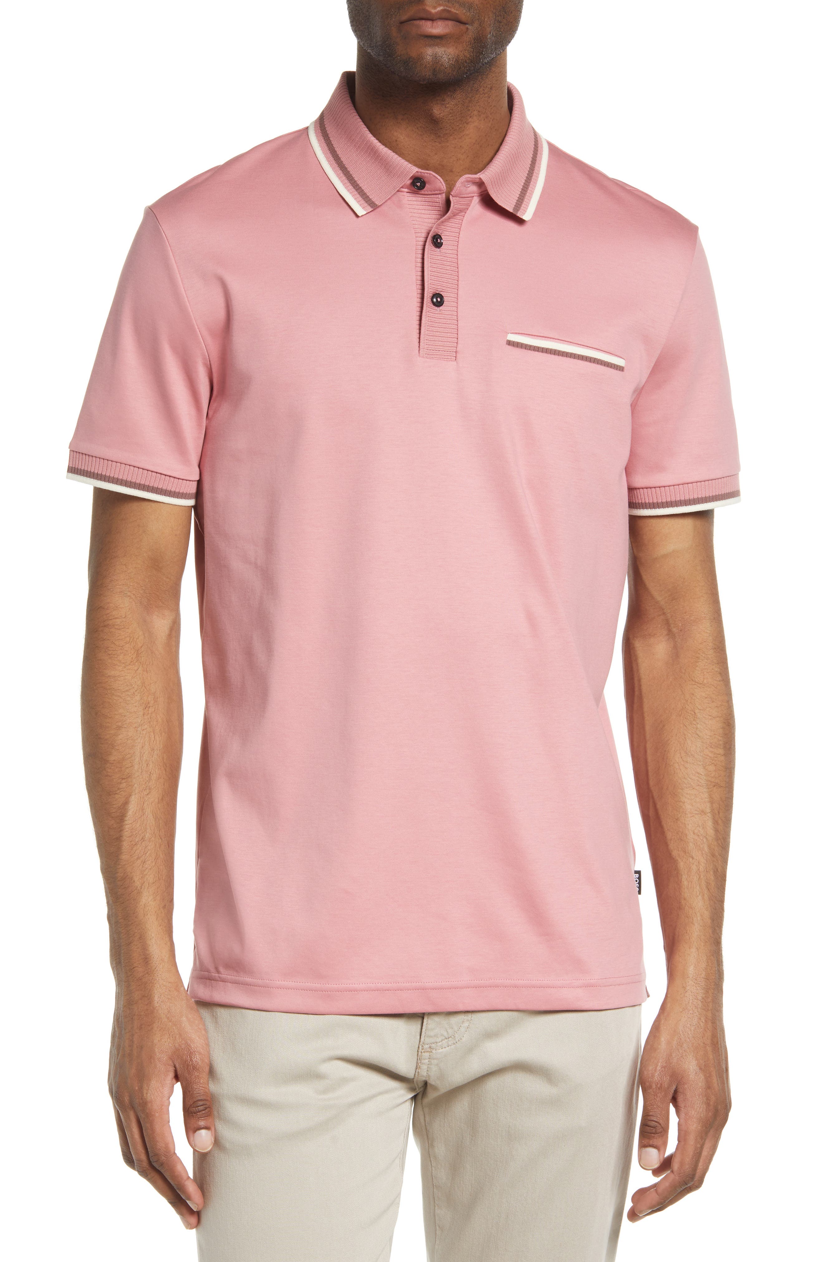 boss pink polo shirt