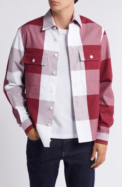 Shop Hugo Boss Boss Owen Plaid Shirt Jacket In Dark Red