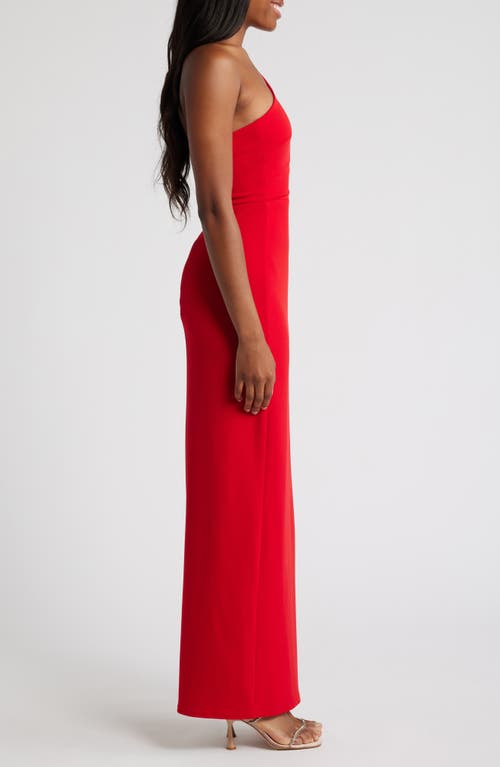 Lulus Idyllic Impression Red One-shoulder Cutout Maxi Dress In Red