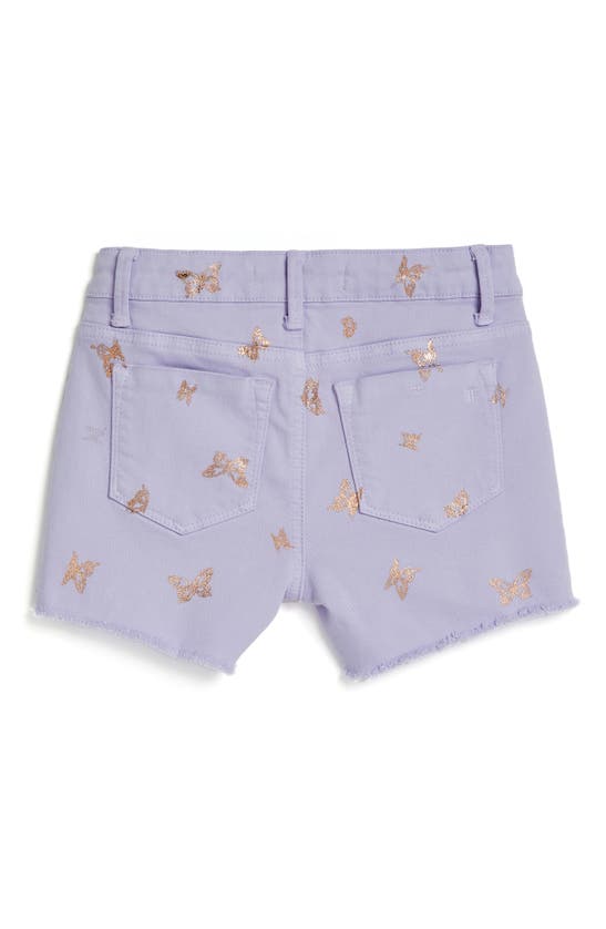 Shop Tractr Kids' Foil Butterfly Cutoff Denim Shorts In Pastel Lilac