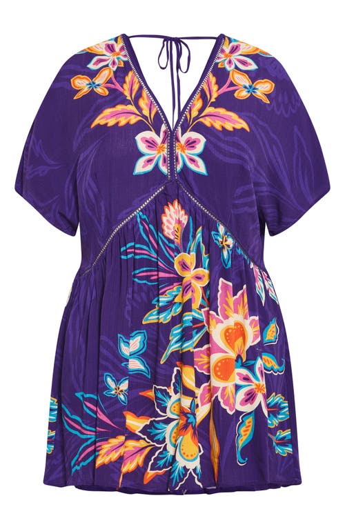 Shop City Chic Island Breeze Short Caftan Swim Cover-up In Island Plc