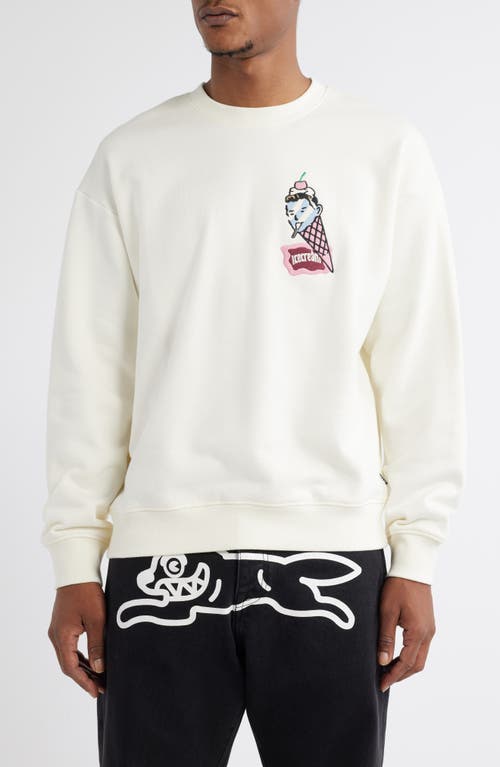 ICECREAM Coneman Cotton Graphic Sweatshirt in Antique White 