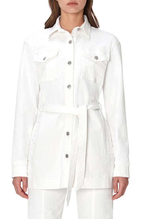 7 For All Mankind Belted Stretch Cotton Safari Jacket in White