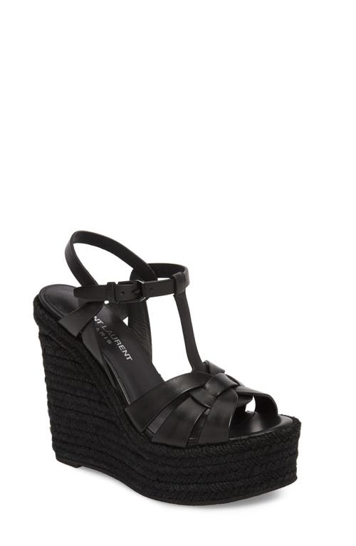 Saint Laurent Tribute Espadrille Wedge Black at Nordstrom,