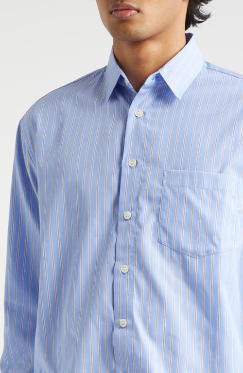 Shop John Elliott Stripe Cotton Poplin Button-up Shirt In Blue X Black