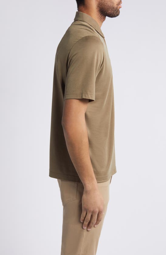 Johnston & Murphy Vintage Bird's Eye Quarter Zip Polo In Olive