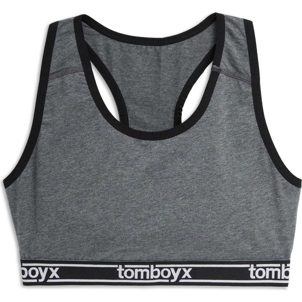 Tomboyx Racerback Soft Bra In Charcoal Logo