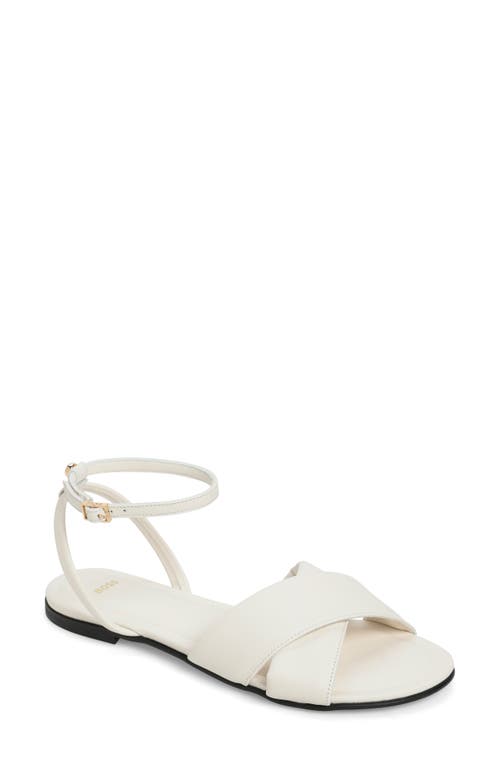 Shop Hugo Boss Boss Millie Ankle Strap Sandal In Open White