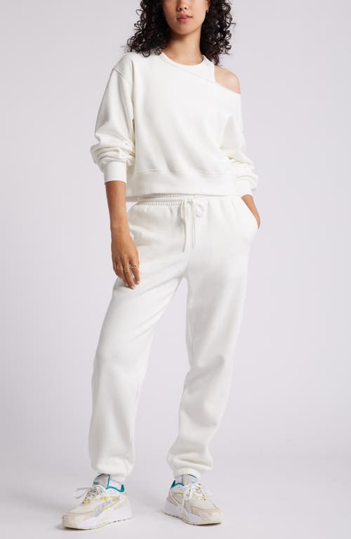 Shop Bp. Fleece Detail Off The Shoulder Sweatshirt In Ivory