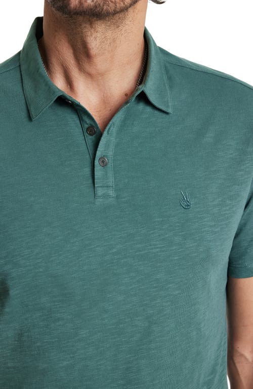 Shop John Varvatos Victor Organic Cotton Slub Polo In Deep Sea Green