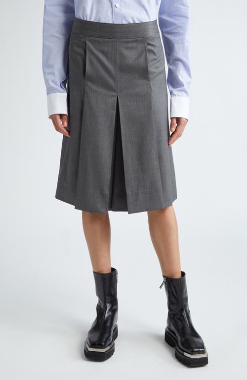 Pleated Stretch Wool Culottes in Grey