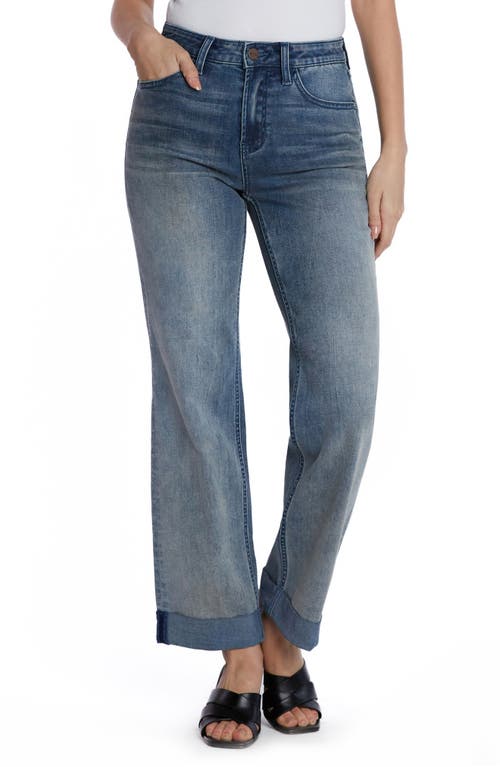 Shop Hint Of Blu High Waist Ankle Wide Leg Boyfriend Jeans In Fresh Blue