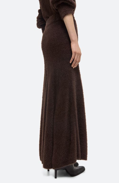 Shop Helmut Lang Grunge Pleated Eyelash Knit Maxi Skirt In Espresso - D1p