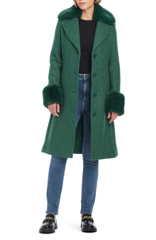 Kate Spade Women's Faux-fur-trim Belted Coat In Velvet Moss