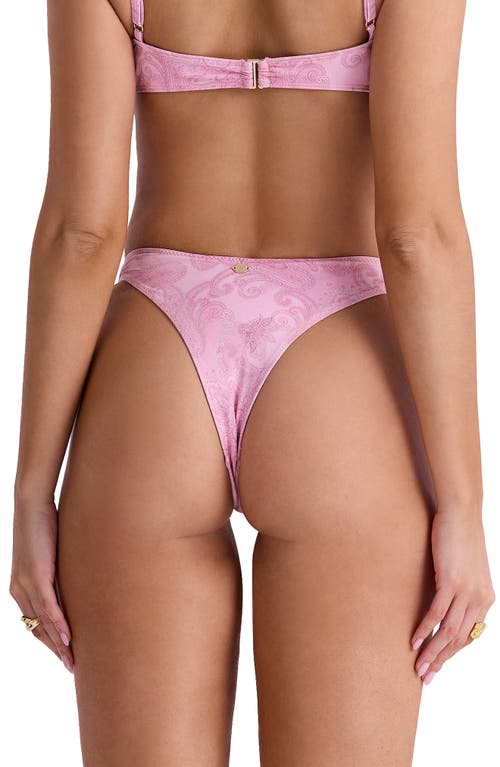 House Of Cb Capri-k Paisley High Leg Bikini Bottoms In Pink Paisley