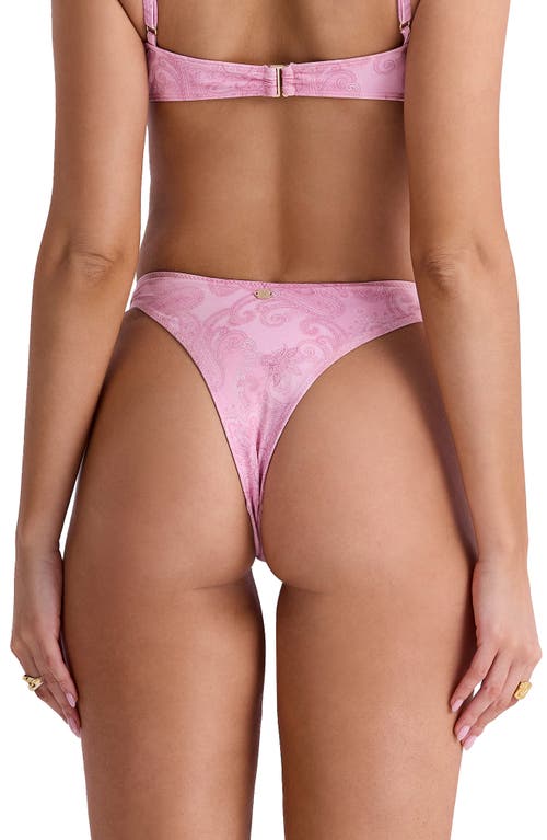 Shop House Of Cb Capri-k Paisley High Leg Bikini Bottoms In Pink Paisley