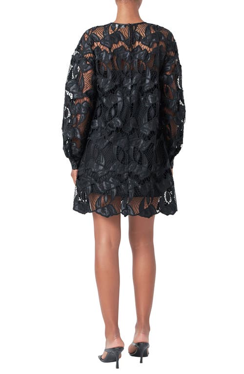 Shop Endless Rose Long Sleeve Lace Minidress In Black