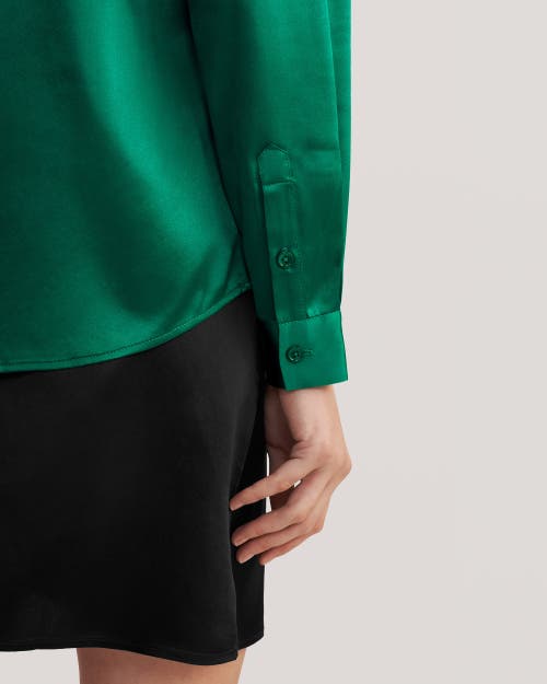 Lilysilk Basic Concealed Placket Silk Shirt In Green Jade