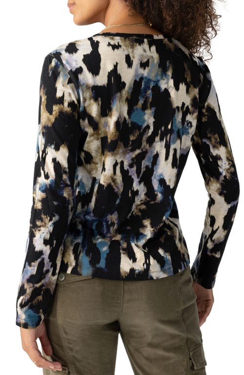 Shop Sanctuary Print Split Neck Knit Top In Midnight Sky