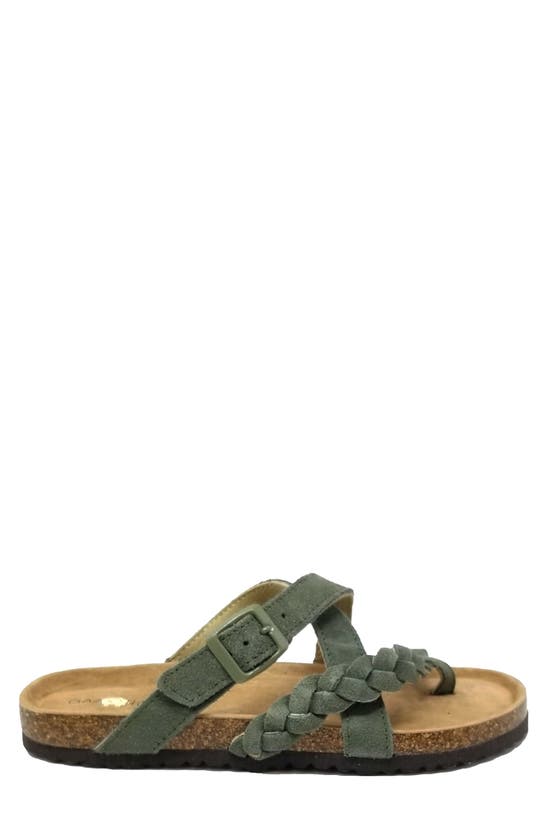 Gaahuu Suede Criss-cross Strap Slide Sandal In Olive