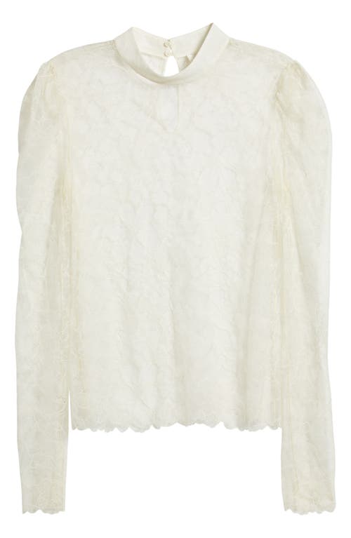 FRAME FRAME SHEER LACE MOCK NECK TOP