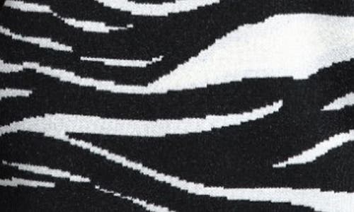 Apny Zebra Puff Sleeve Sweater In Black/white