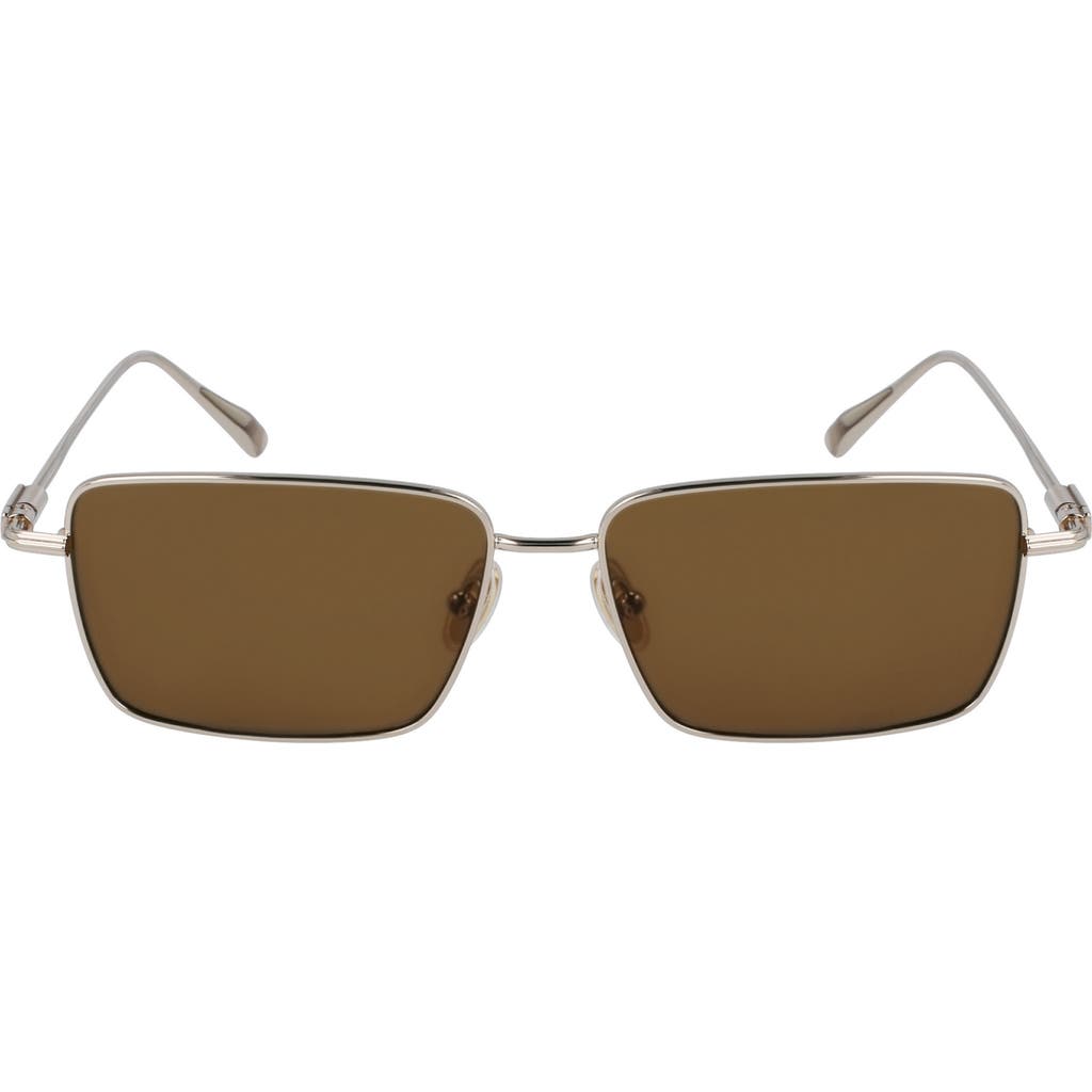 Ferragamo Gancini Evolution 57mm Rectangular Sunglasses In Gold/brown