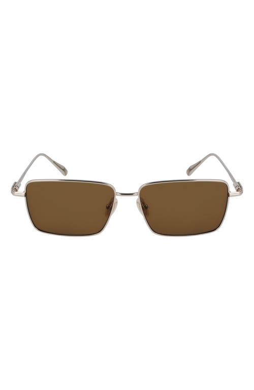 Shop Ferragamo Gancini Evolution 57mm Rectangular Sunglasses In Gold/brown