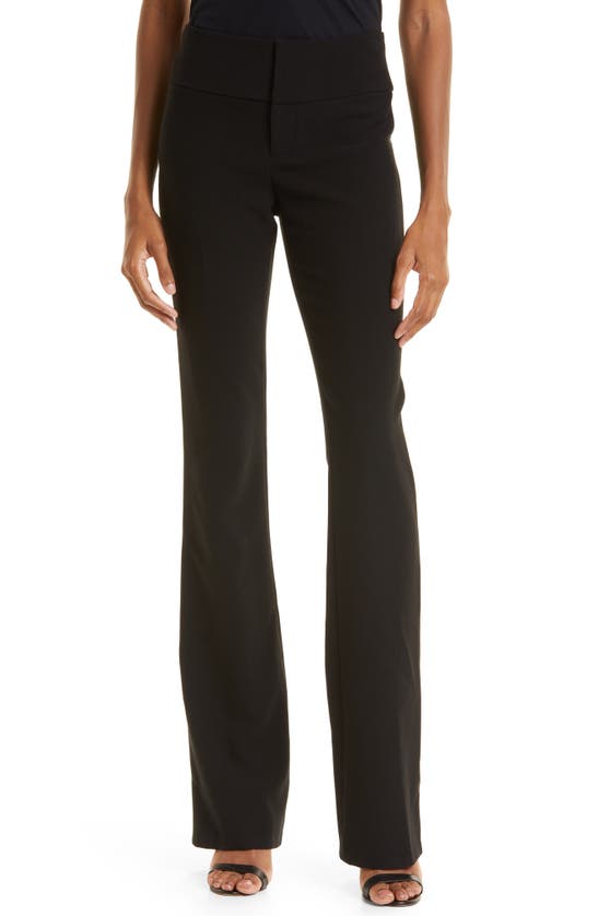 Alice And Olivia Olivia Flare Leg Pants In Black/ Garden Green