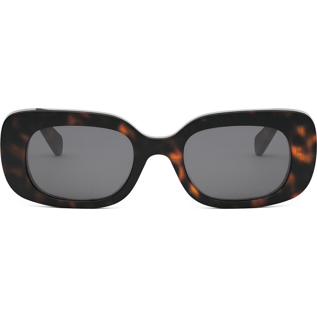 Celine Bold 3 Dots 51mm Rectangular Sunglasses In Dark Havana/smoke