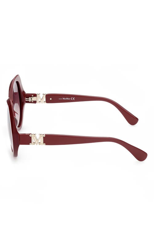 Shop Max Mara 59mm Gradient Geometric Sunglasses In Shiny Red/gradient Brown