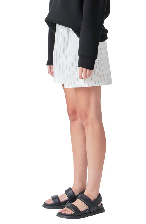 Shop Grey Lab Pinstripe Shorts In Ivory