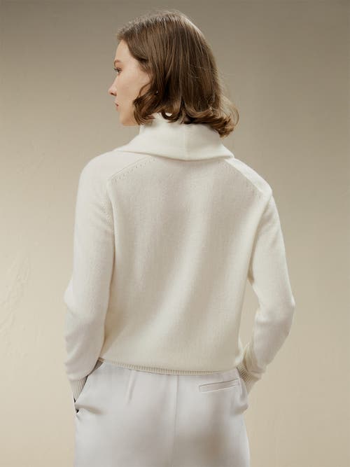 Shop Lilysilk Cashmere Cowl Neck Sweater In White