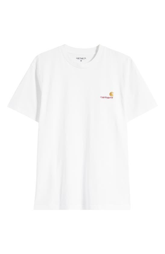 Shop Carhartt Embroidered Organic Cotton Logo T-shirt In White