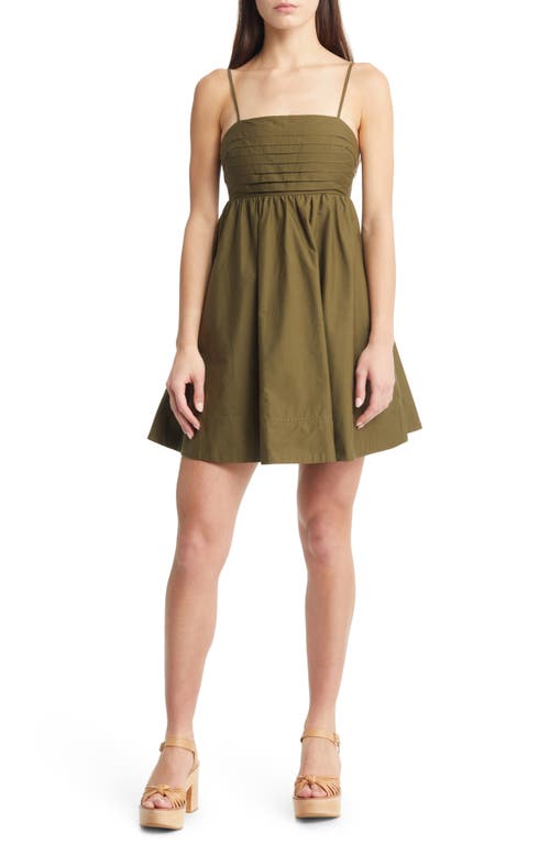 Pleated Cutout Tie Back A-Line Dress in Olive