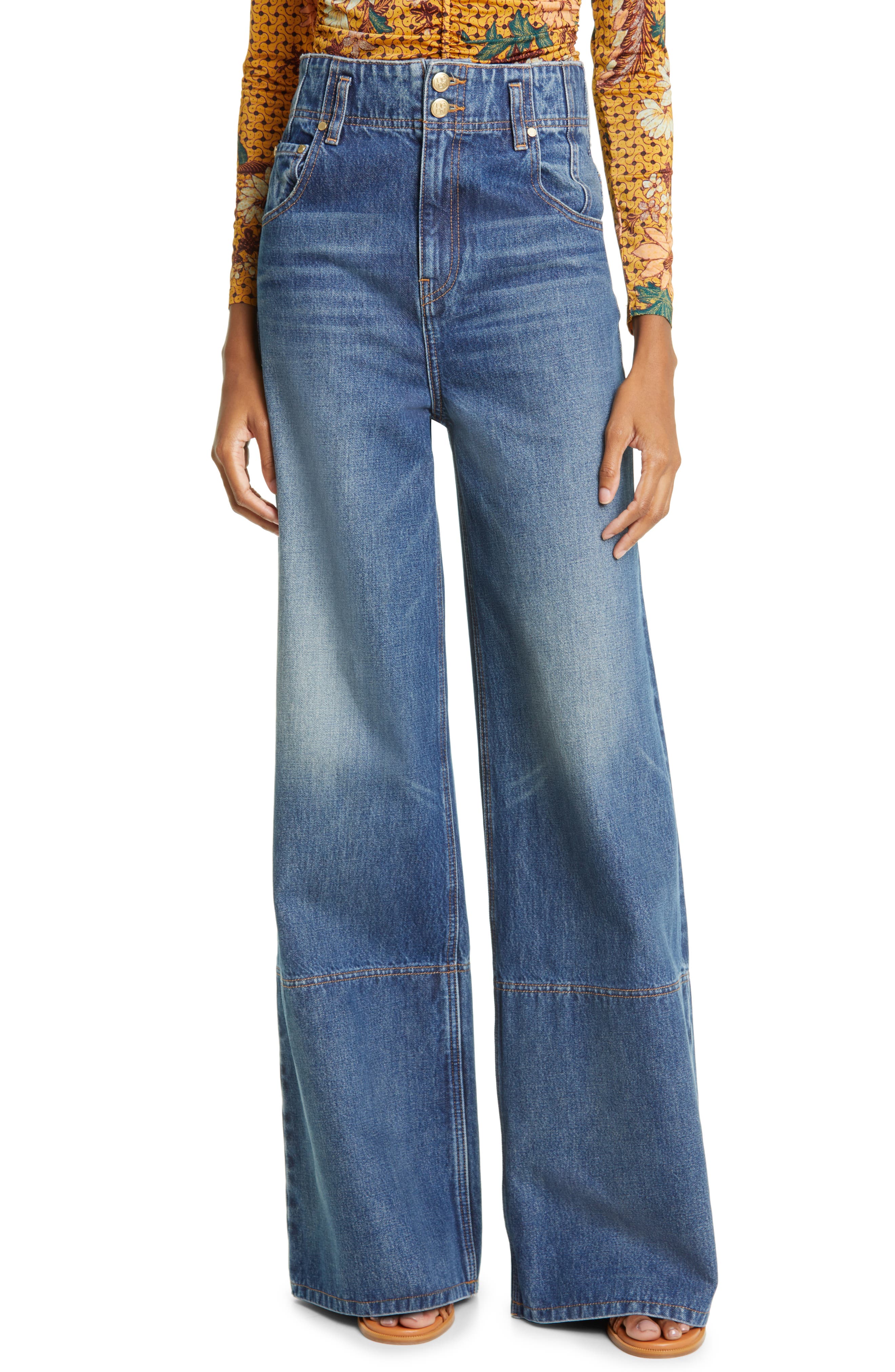 Womens Clothing Jeans Wide-leg jeans Ulla Johnson Denim Flared Cropped Jeans in Blue 