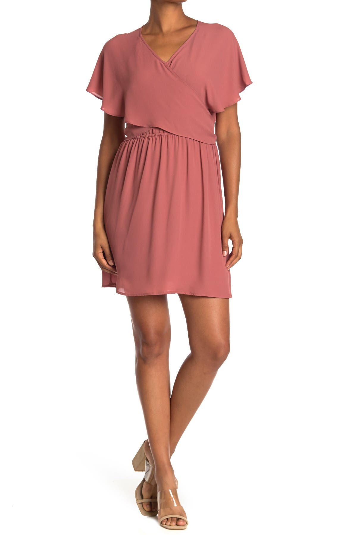 wrap dress flutter sleeve