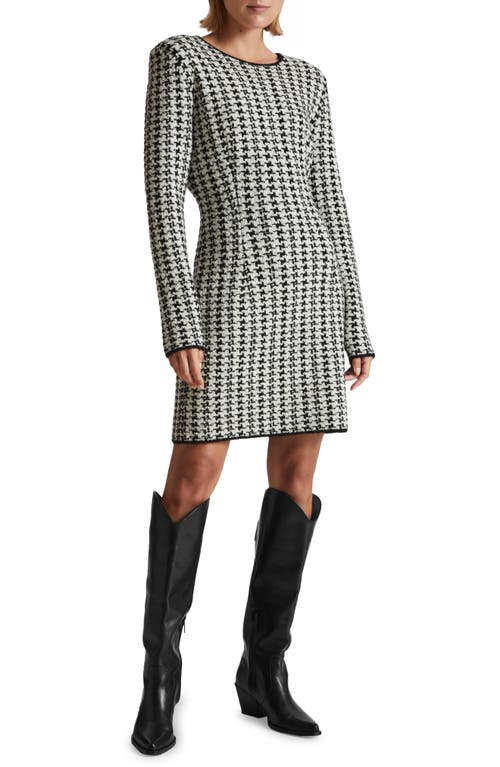 & Other Stories Houndstooth Long Sleeve Wool & Alpaca Blend Sweater Dress In Black/white Houndtooth