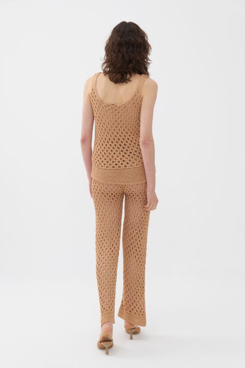 Shop Nocturne Mesh Knit Pants In Medium Beige