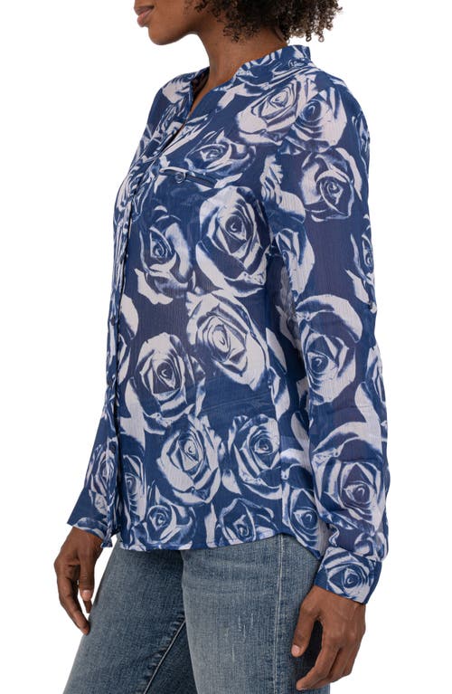 Shop Kut From The Kloth Jasmine Chiffon Button-up Shirt In Rocroi Rose-cobalt