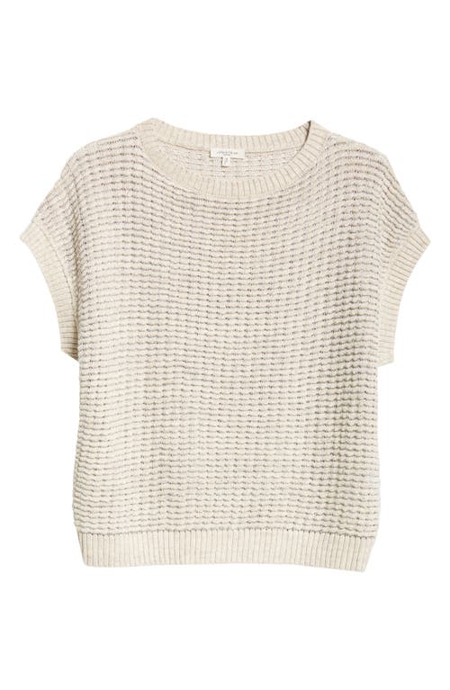 Shop Lafayette 148 New York Textured Short Sleeve Linen & Silk Sweater In Smoked Taupe Multi