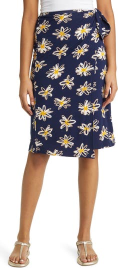 Loveappella Floral Flounce Hem Midi Skirt, Nordstrom