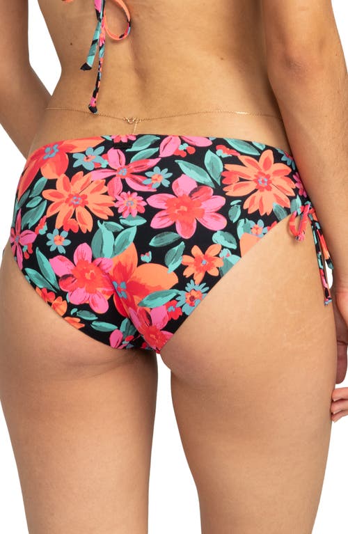 Shop Roxy Beach Classics Hipster Side Tie Bikini Bottoms In Anthracite Floral