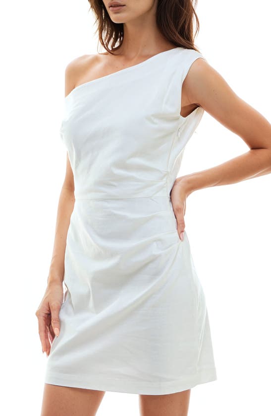 Shop Socialite One-shoulder Pleated Minidress In Ivory