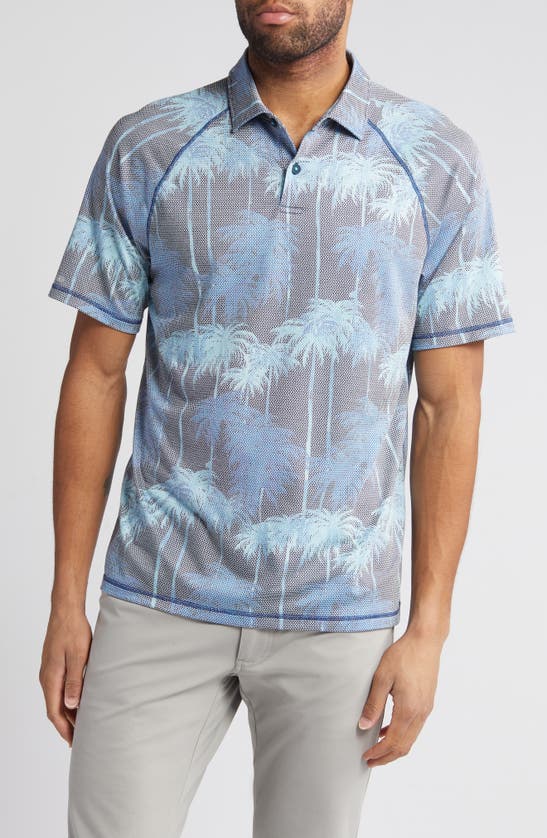 Shop Tommy Bahama Villa Cabana Palm Tree Print Polo In Island Navy