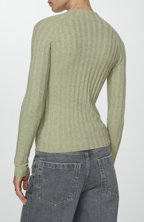 Mango High Collar Ribbed Knit Sweater Pastel Green In Pastel Green