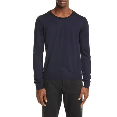 Maison Margiela Crewneck Wool & Cotton Sweater, Blue